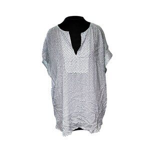 Gap Womens XL Tall Tunic Top Blue & White Printed Modal Kaftan Style